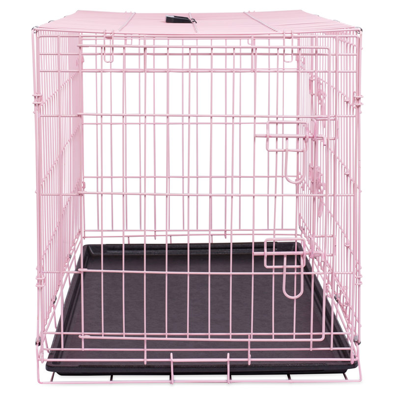 Caisse moyenne pour chien en acier pliable, Moyen (H 24 po x l 22,5 po x P 36 po), Rose
