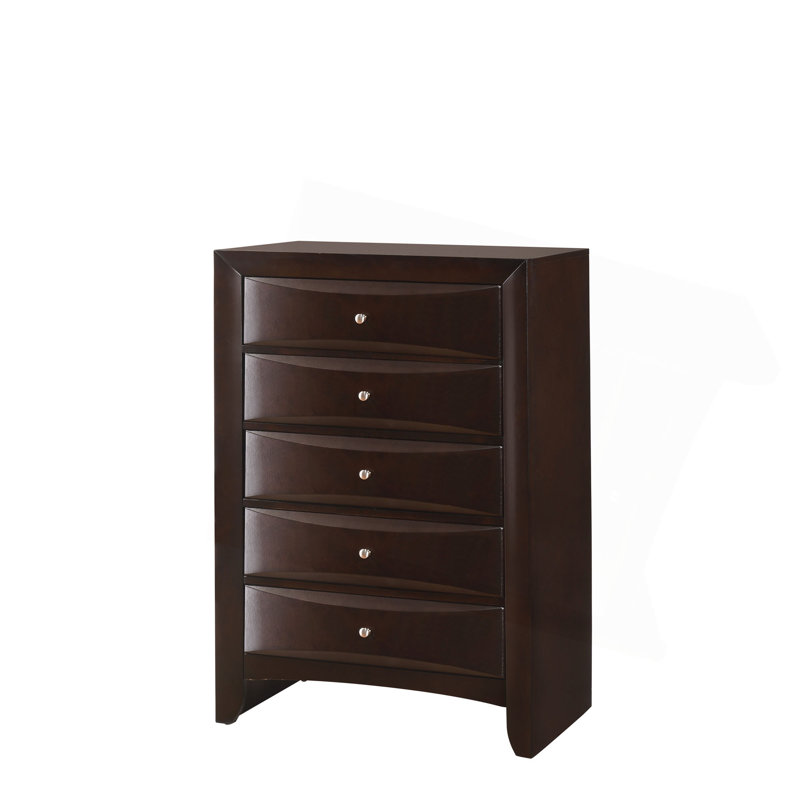 Mobilier de chambre à coucher contemporain en bois massif à 5 tiroirs 1Pc, Noyer