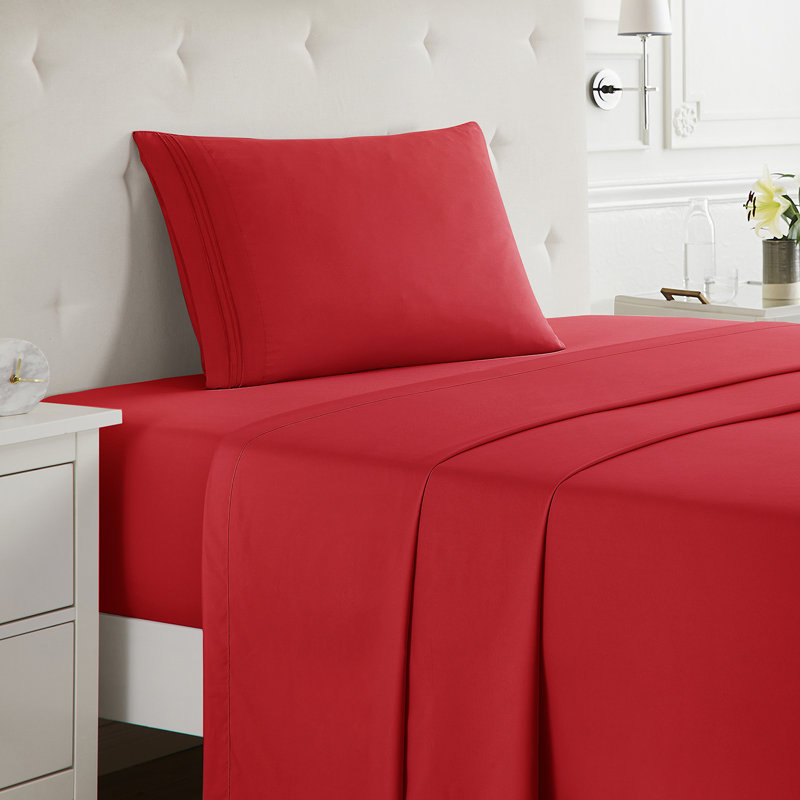  Ensemble de draps double brossé de luxe pour hôtel avec draps et taies d'oreiller très doux, Drap pour lit simple