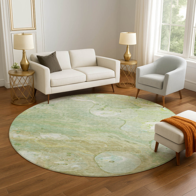 Premium Machine Washable Mayfield AMF1941 Abstract Rug, Round 8'