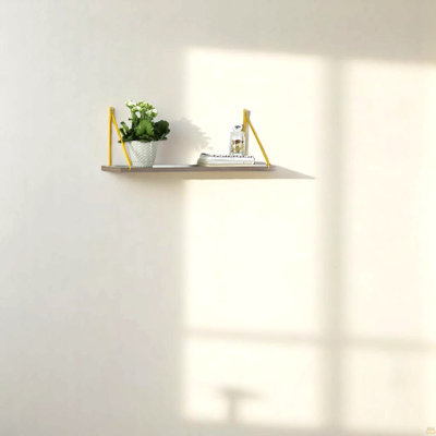 Floating Wall Decor Wall Mounted Rustic Decorative Hanging Metal Bracket Single Shelf