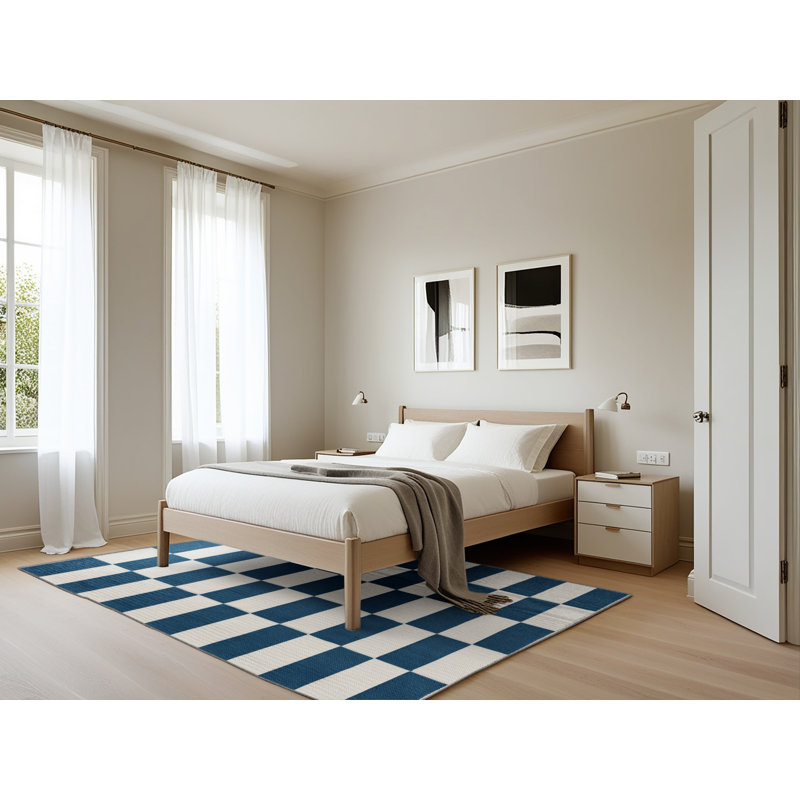 Machine Washable Checkered Gray Area Rug, Rectangle 5' x 7'
