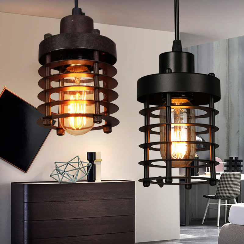 1 - Light Retro Pendant Light, Satin Black