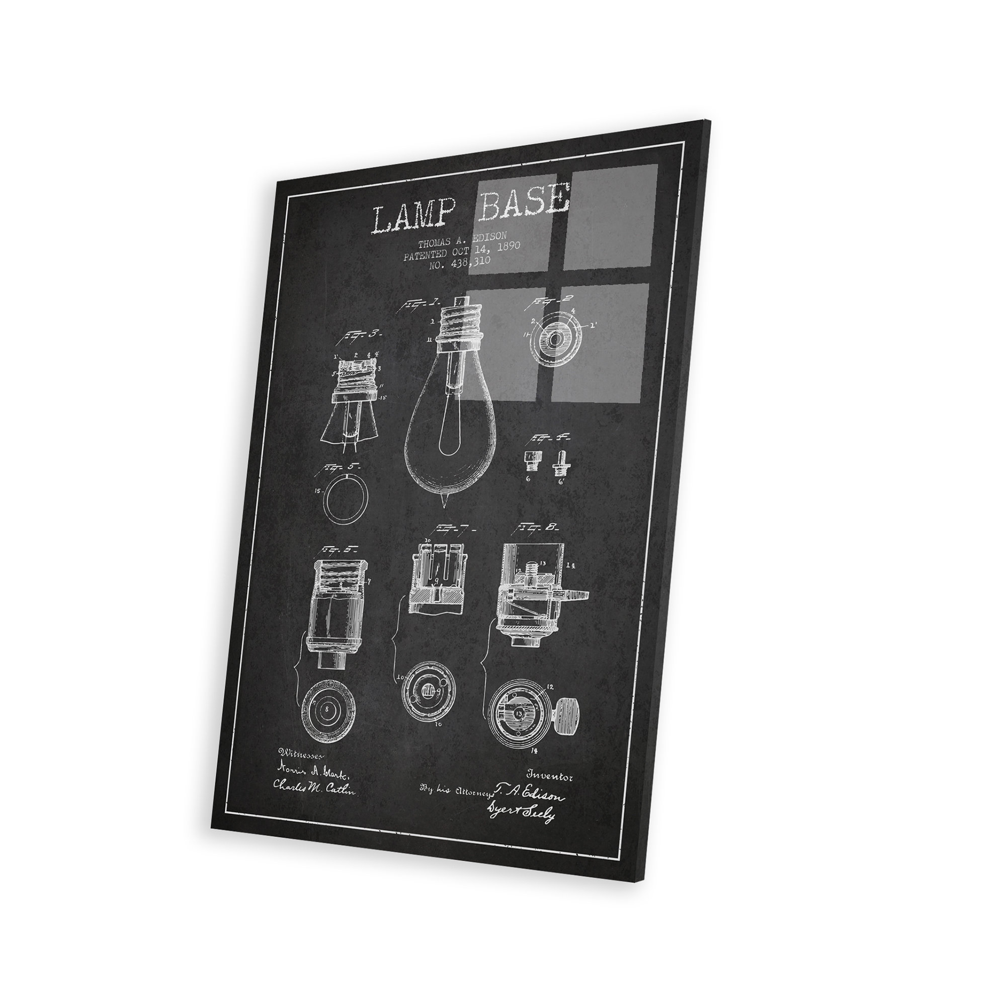 17 Stories Lamp Base Charcoal Patent Blueprint Print On Acrylic Glass ...