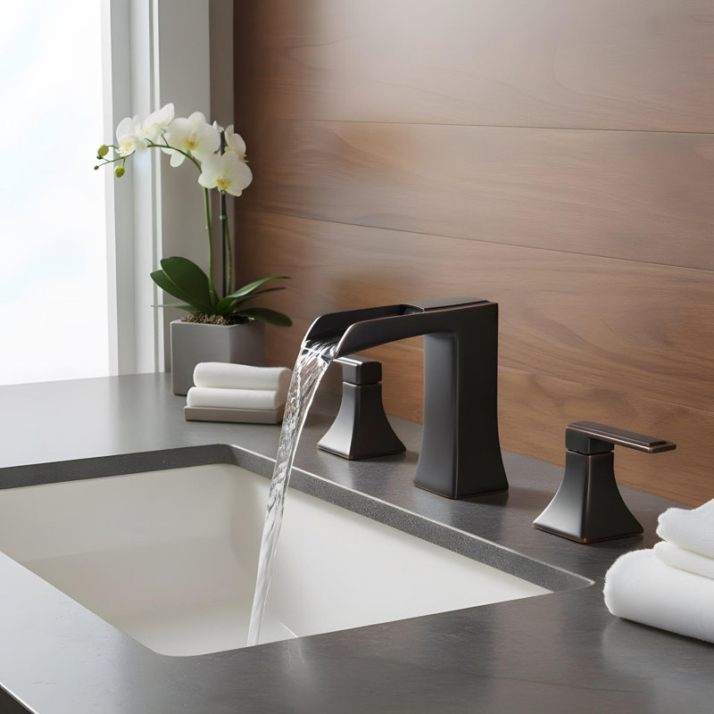 Bathroom Sink Faucet with Pop-Up Drain and Double Lever Handle, Oil Rubbed Bronze