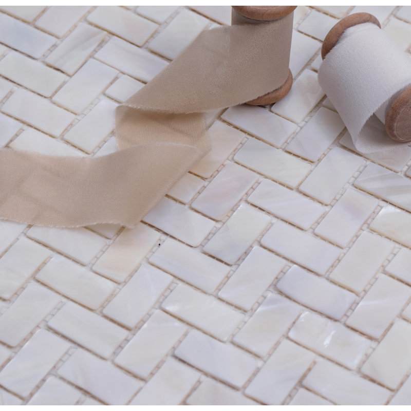 Carreau de mosaïque à motif de chevrons en coquillage nacré 0,6 po x 1,2 po, Pacific Flow