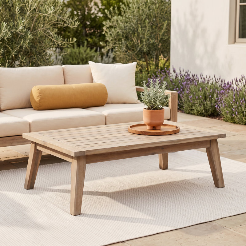 Bowery Rectangular Acacia Wood Outdoor Coffee Table – 39" x 23" Patio Coffee Table