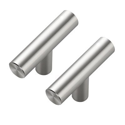 30 Pack Brushed Nickel Cabinet Knobs - Kitchen Silver Pulls For Drawer Stainless Steel Dresser Hardware 2In Length Single Hole T Bar