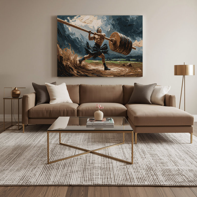 Art sur toile noir Sports Caber Toss, H 11 po x l 14 po