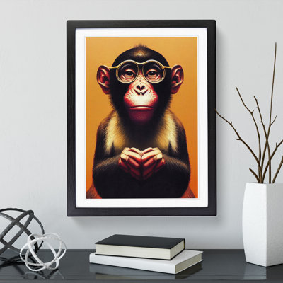 Monkey In Glasses No.2 - Framed Print
