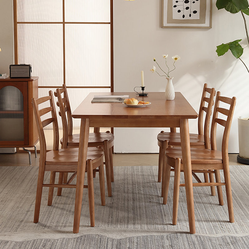 Ensemble de table de salle à manger simple en bois de frêne massif