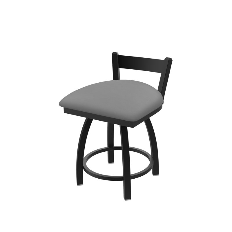 Tabouret de coiffeuse à dossier bas 18 po Catalina, Gris Canter Folkstone, Noir froissé