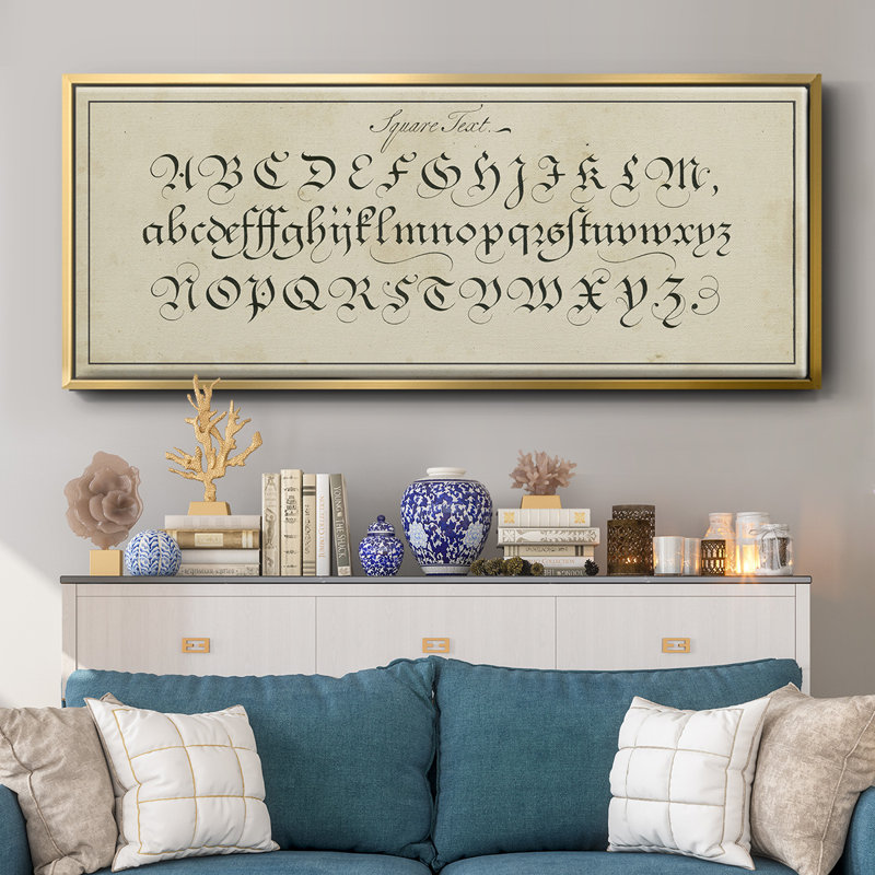 Manuscript Sampler III- Framed Canvas, 24" H x 60" W