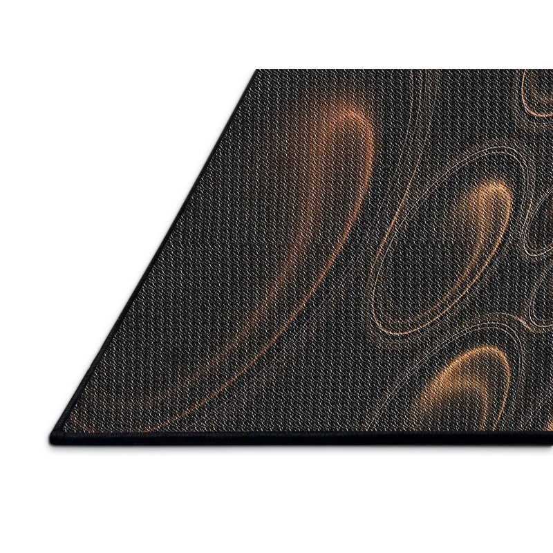Tapis brun/noir tissé à la machine, Rectangle 7 pi x 10 pi