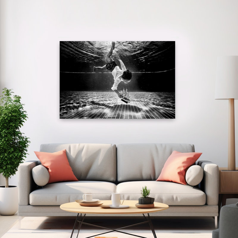 Underwater Dream Ship Playful Serene Surreal Wall Art Print 1 Piece Wrapped Canvas Wall Art, 101.6cm H x 152.4cm W