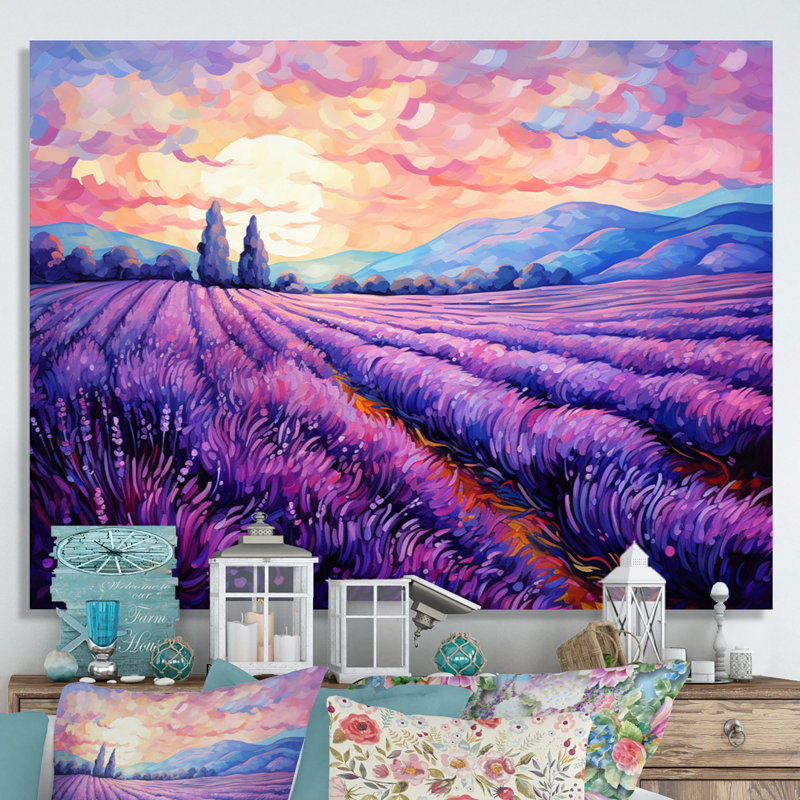 Vangogh Lavender Fields II Framed On Canvas by Vincent Van Gogh Painting, 30" H x 40" W x 1.5" D, Wrapped Canvas