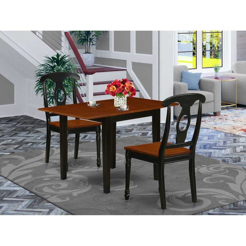 Ensemble de salle à manger Boylston, Cerisier, Noir, 3 pièces : 1 table, 2 chaises