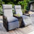 Outdoor Wicker Reclining Loveseat With Storage Table-1506533186