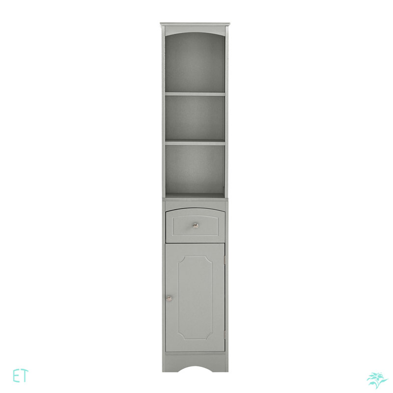 Tall Bathroom Cabinet, Freestanding Storage Cabinet With Drawer, MDF Board, Adjustable Shelf, Gray