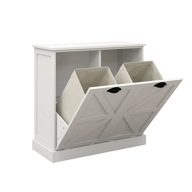 Armoire de trieur de linge à deux compartiments inclinable - blanc