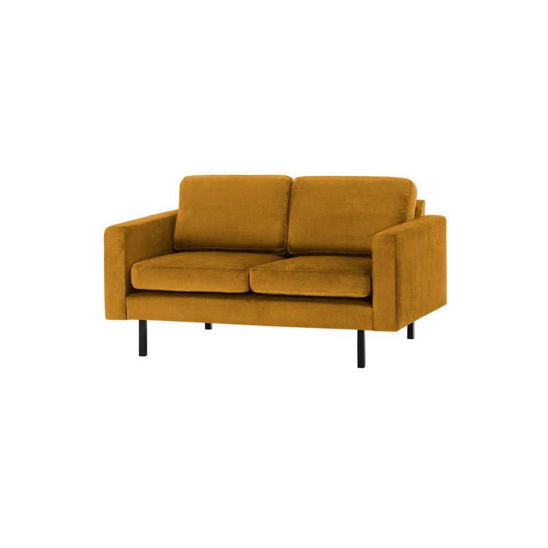 Neilius 2 Seater Velvet Loveseat, Yellow