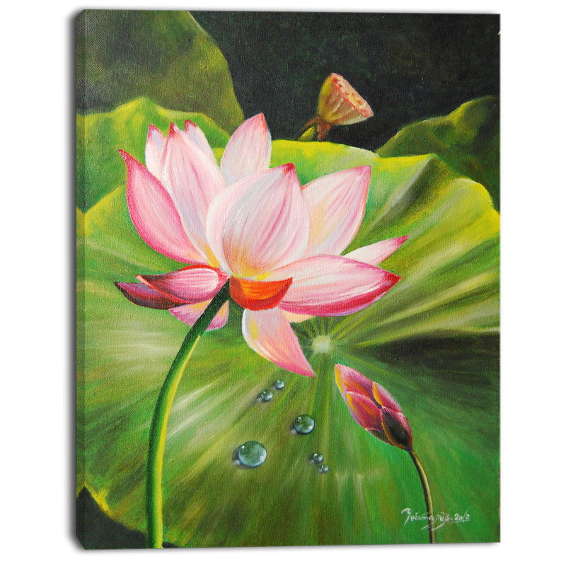 «Lotus and Water gouttes», impression sur toile, H 40 po x l 20 po x P 1po