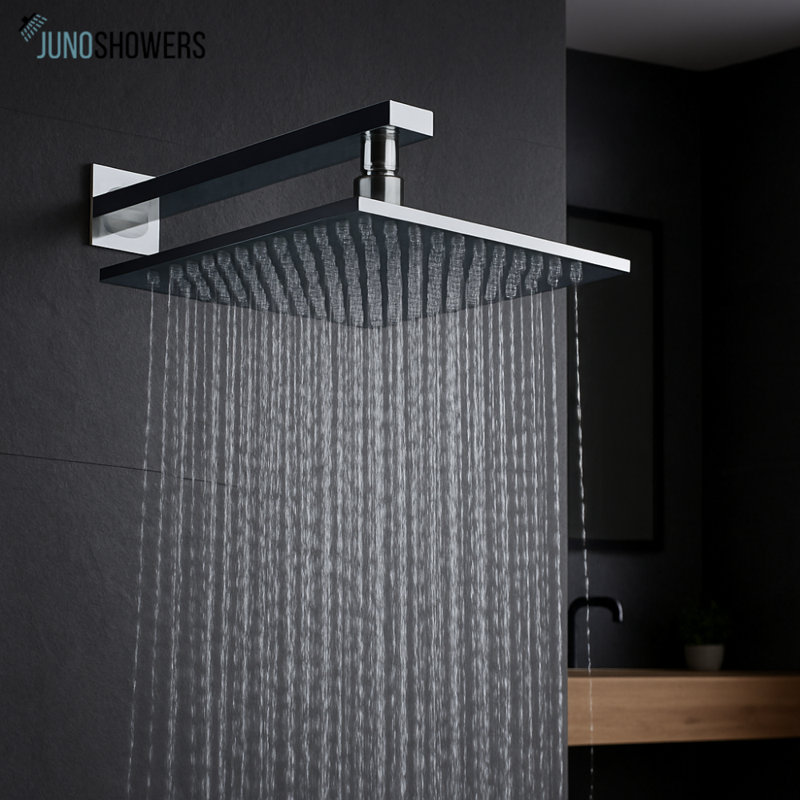 Juno 10 Inch Square LED Rain Shower Head Chrome Finish with Temperature Sensitive Lighting