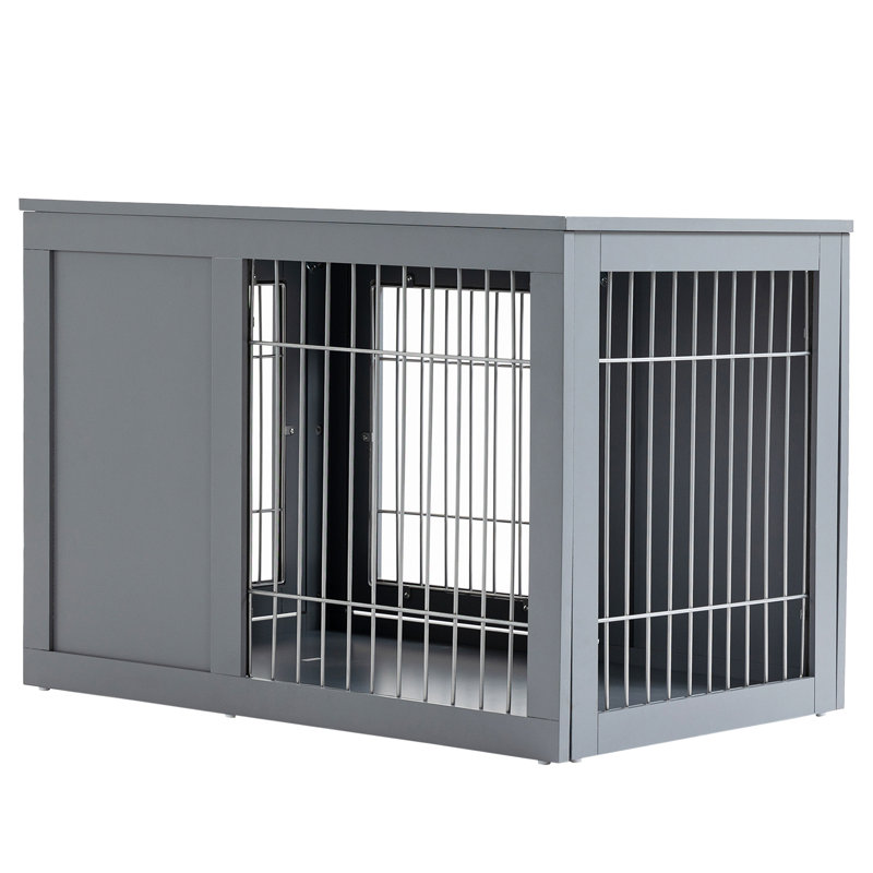 Cage pour chien avec cage pour chien, table de bout avec portes doubles, serrures pour petite et moyenne niche pour chien