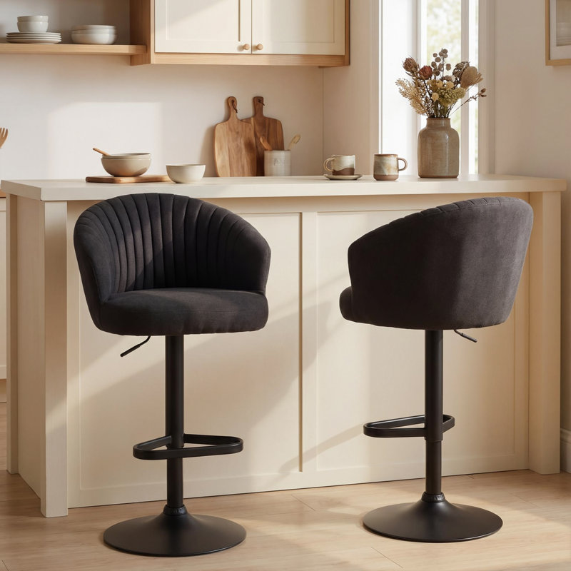 Ensemble de 2 tabourets de bar réglables avec siège pivotant, noir
