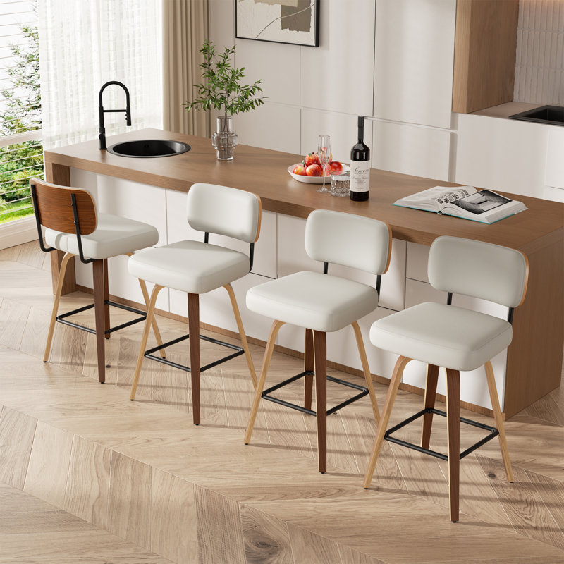 Tabouret pivotant rembourré à hauteur de bar, 4, Beige