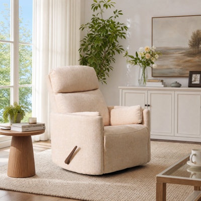 Oversized Swivel Recliner Chair With Massage And Heat,  Beige