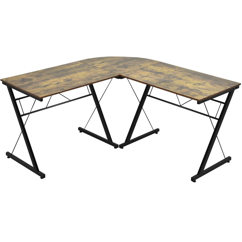 Bureau en L pour bureau à domicile, Brun