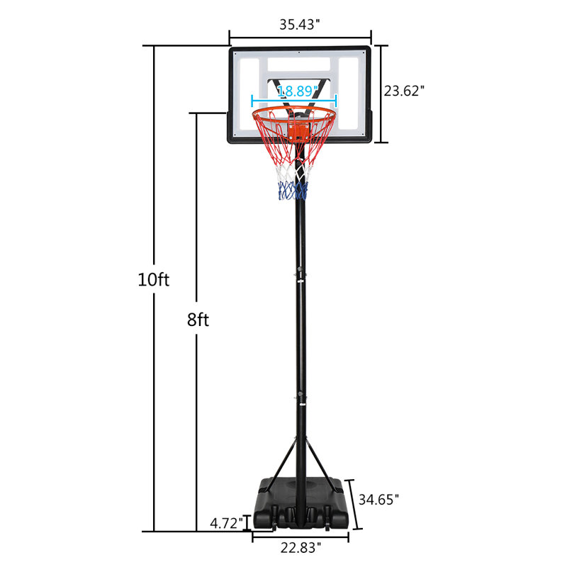 Panier de basketball portatif en métal 8-10 pi.