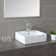 White Ceramic Square Vessel Bathroom Sink with Overflow