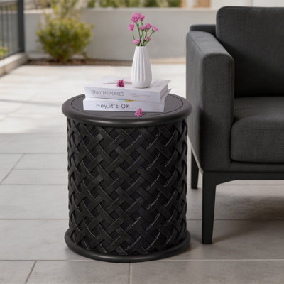 Table d'appoint ronde tissée avec matériau Terrasab
