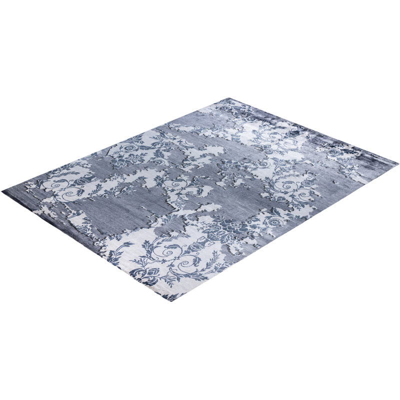 Tapis moderne noué à la main de conception unique - gris, 9 pi 3 po x 12 pi 3 po Modern