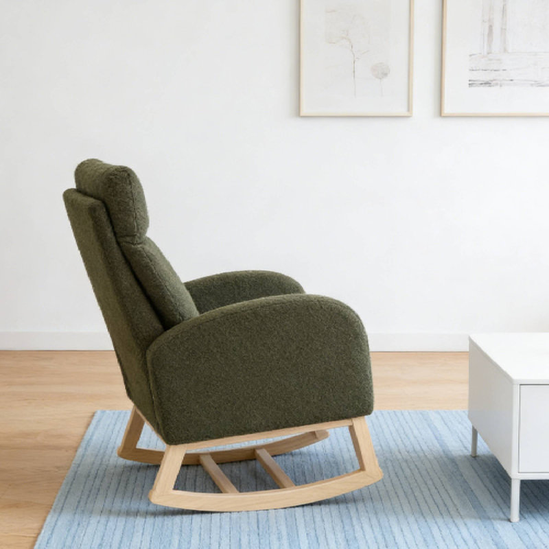 Chaise berçante polyvalente avec repose-pieds qui s'adapte aux espaces pour le café du matin et les loisirs, Vert olive