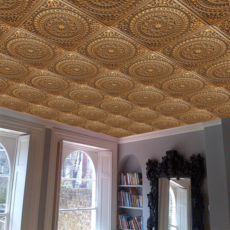 Carreau de plafond en PVC 2 pi x 2 pi Falkirk Perth, Or antique