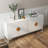 Square Handle Solid Wood Sideboard, 4 Doors And Double Storage Space, Living Room Buffet, Tv Stand, E1 & Iron Frame, Painted, Stable Sideboard With Legs - Ensures Firm Support