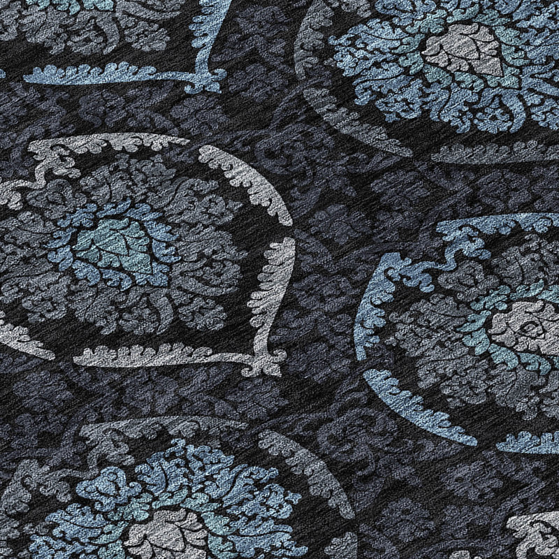 Sharinda Washable Damask Indoor / Outdoor Rug, Round 8'