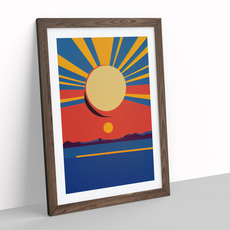 Majestic Abstract Sunset - Framed Print, 34cm H x 25cm W x 2cm D, Walnut