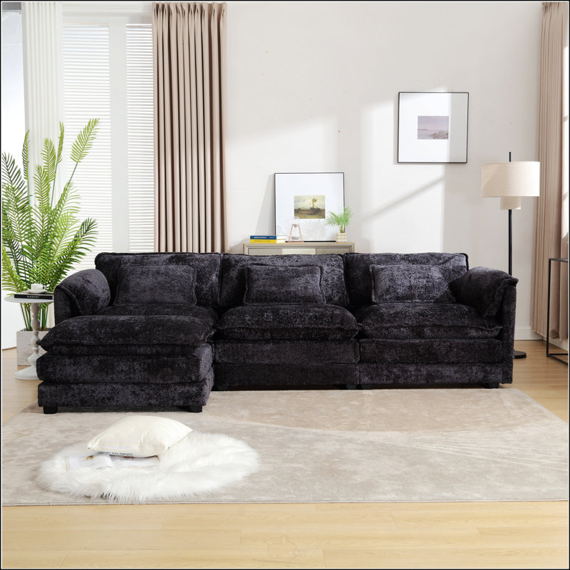 Canapé modulaire surdimensionné de 112 po, Noir