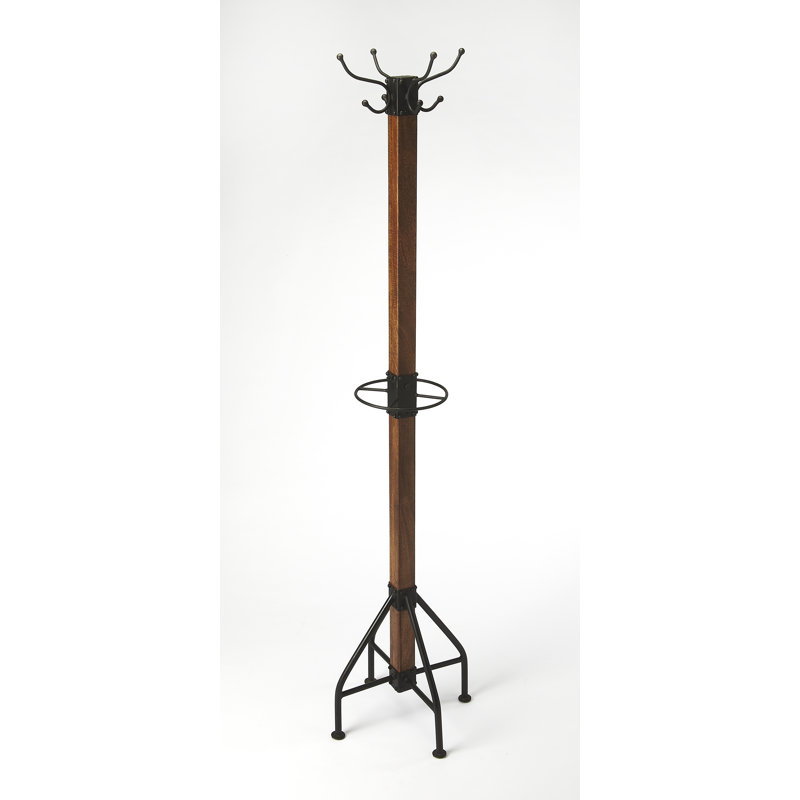Logan Square & Coat Rack/Tree, Walnut Brown/Black