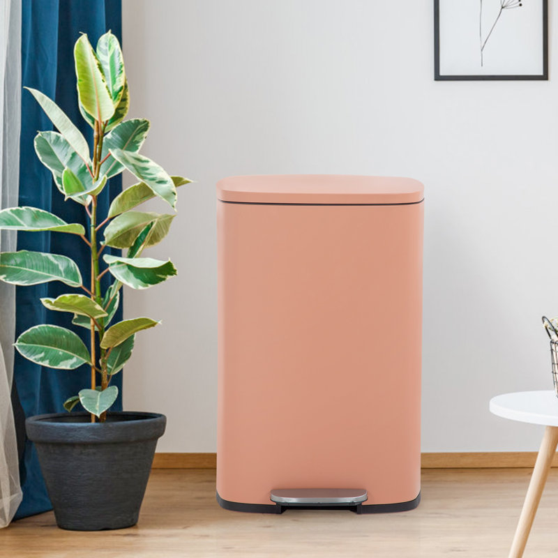 Poubelle à pédale 13,2 gallons Tutink Steel, Rose