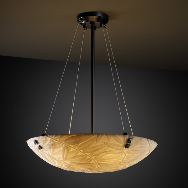 Luminaire suspendu inversé 3 lumières Porcelina, Nickel brossé, Cercles concentriques à faiteau, Vagues