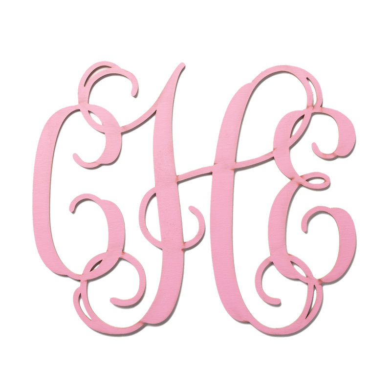 «Monogram», plaque de bois avec initiales personnalisées, découpée au laser en bois rose | Un souvenir unique | Fun Room Dcor pour les filles | 14 po