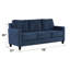 Chenille bleu marine à 3 places avec support lombaire - Structure intérieure en bois, revêtement doux pour le confort, coussins de dossier et de siège serrés inclus, support de fabrication à ressorts ensachés, densité de mousse D25 confortable