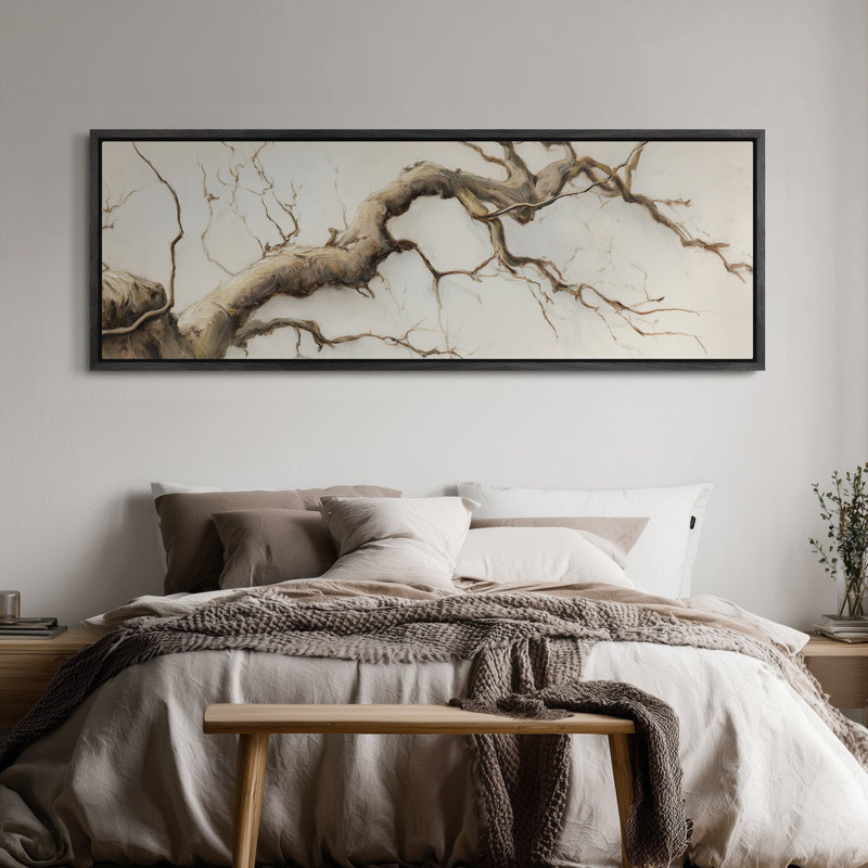 Reproduction d'art mural avec tronc d'arbre naturel, H 20 po x l 60 po, Noir