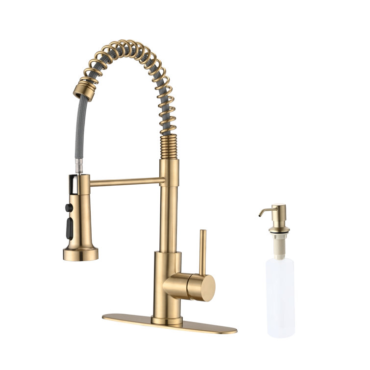 Pull Down Single Handle Kitchen Faucet with Soap Dispenser