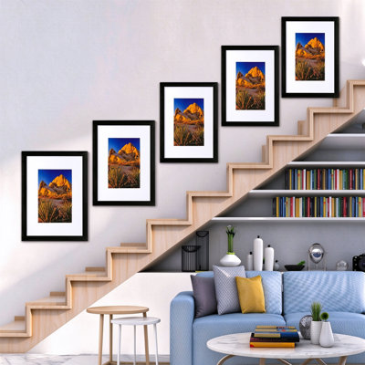 Ensemble de 5 cadres photo 8×10, cadres muraux en PVC avec verre PS et passe-partout sans acide – Affichage horizontal/vertical pour photos, œuvres d'art, certificats